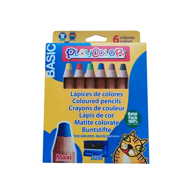 MAX Lapices de Colores Playcolor Maxi Basic Caja de 6 Unidades Colores Surtidos