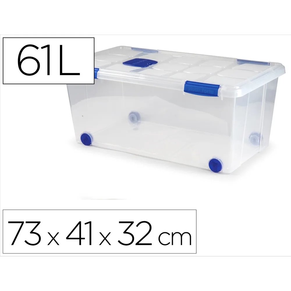 Contenedor Plastico Plasticforte N 7 Transparente con Tapa 61L 73X41X32 CM