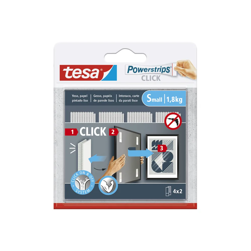 Tira Adhesiva Tesa Powerstrips Click Hasta 1,8 KG 4X2