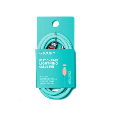 GROOVY Cable Groovy Tipo C a Apple Lightning Carga Rapida Longitud 1 M Color Azul Turquesa