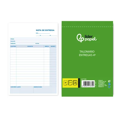 LIDERPAPEL Talonario Liderpapel Entregas Cuarto Original y 2 Copias T326