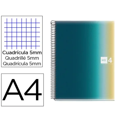 MIQUELRIUS Cuaderno Espiral Miquelrius DIN A4 80 Hojas 90 GR Cuadro 5 MM Tapa Forrada Aurora Iceland