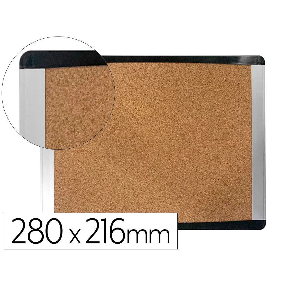 Pizarra Corcho Bi-Office Inka Reciclado Marco de Aluminio y Laterales Plastico Negro 280X216 MM