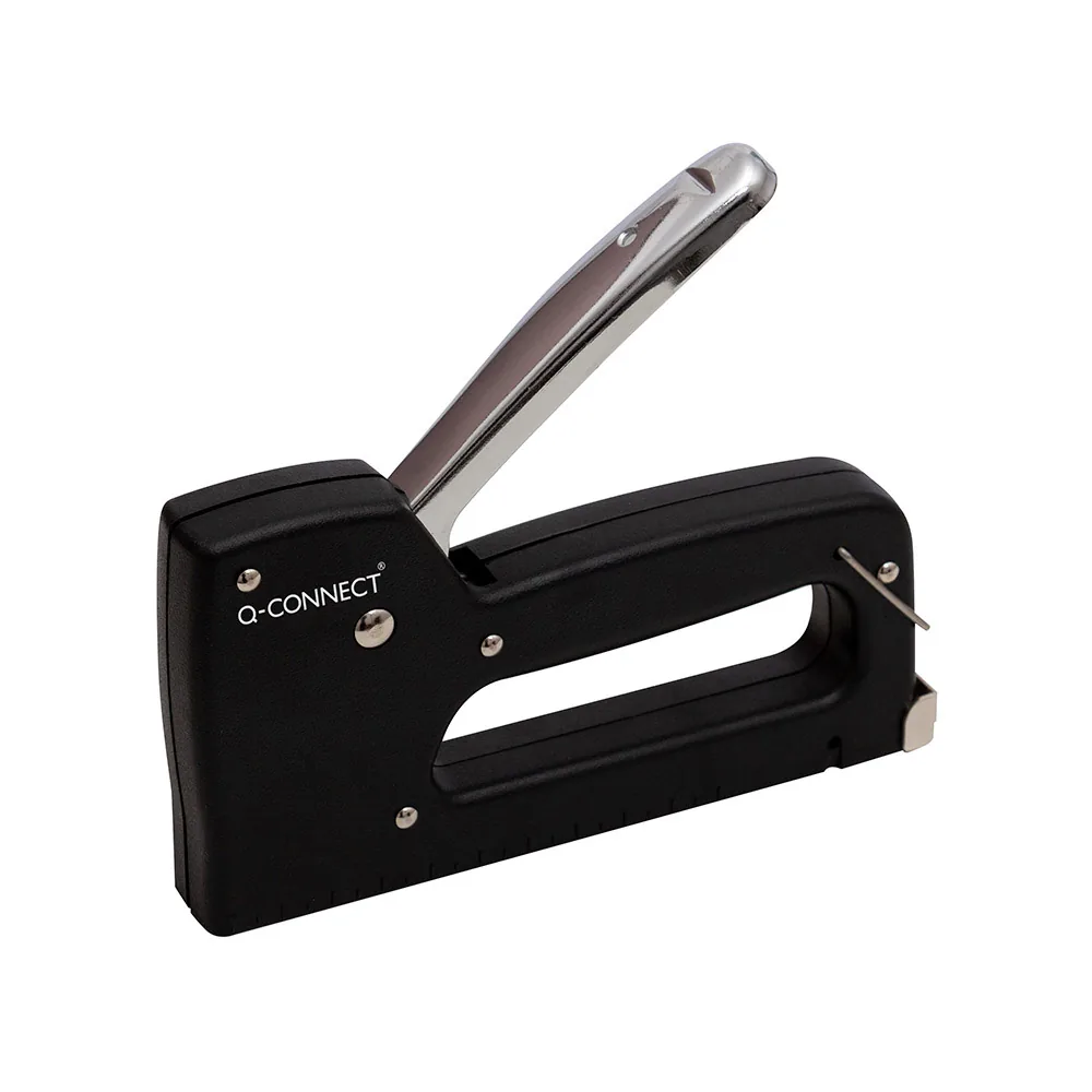 Grapadora Q-Connect Clavadora Manual Ligera con Cuerpo de Plastico Resistente Color Negro Usa Grapas 23/6-8