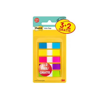 POST-IT Banderitas Separadoras Post-It Pequeña 11,9X43,2 MM Dispensador 60 HOJAS+40 Hojas Gratis 5 Colores Surtidos