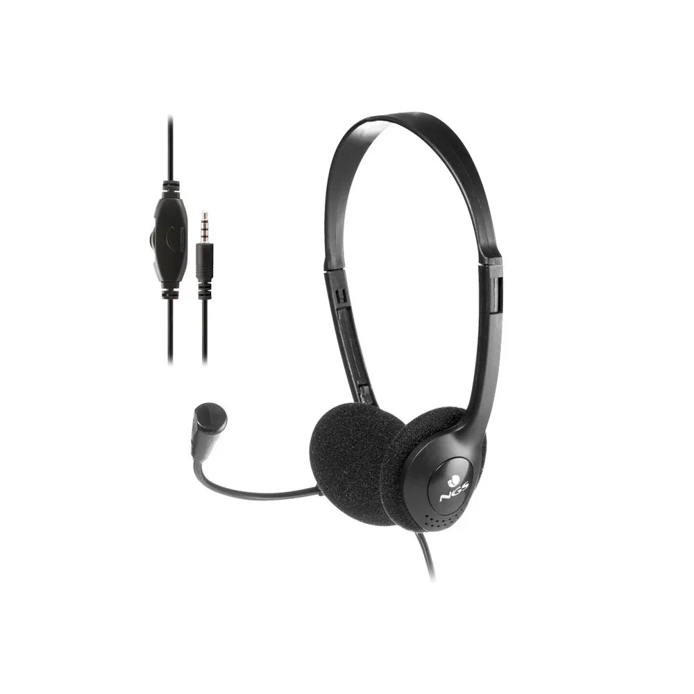 Auricular Ngs Headset MS103 Max con Microfono y Control de Volumen Longitud Cable 1,5 M Color Negro