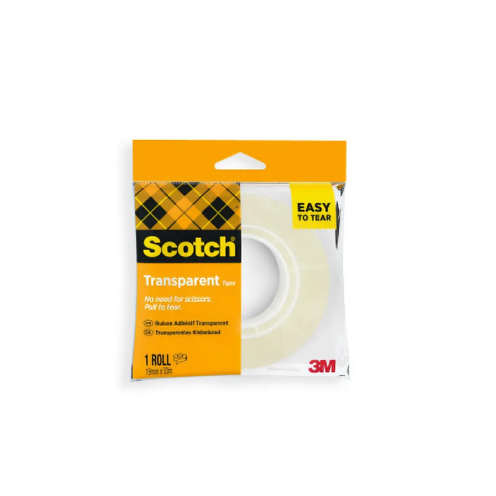 Cinta Adhesiva Scotch 508 Transparente 33 M X 19 MM Facil de Cortar Encelofanada Individual