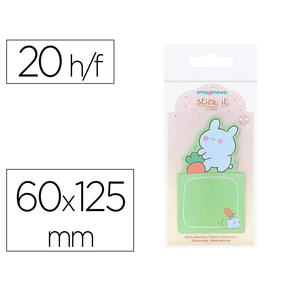 Bloc Notas Adhesivas Imaginovo Bunny con Soporte 20 Hojas Verde 60X125 MM