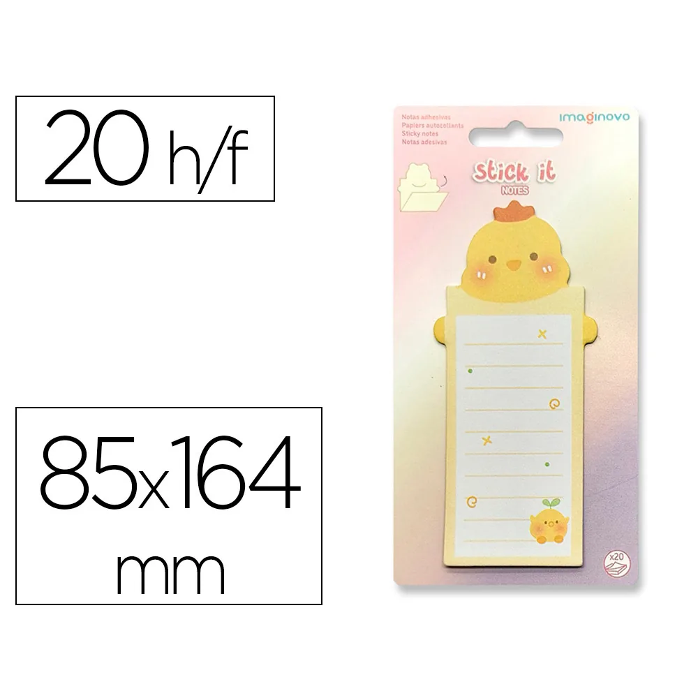 Bloc Notas Adhesivas Imaginovo Letter con Mensaje Trasero Pollito 20 Hojas 85X164 MM