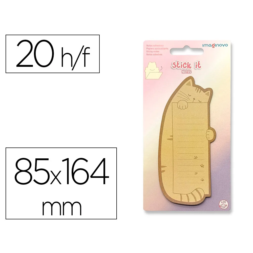 Bloc Notas Adhesivas Imaginovo Letter con Mensaje Trasero Gato 20 Hojas 85X164 MM