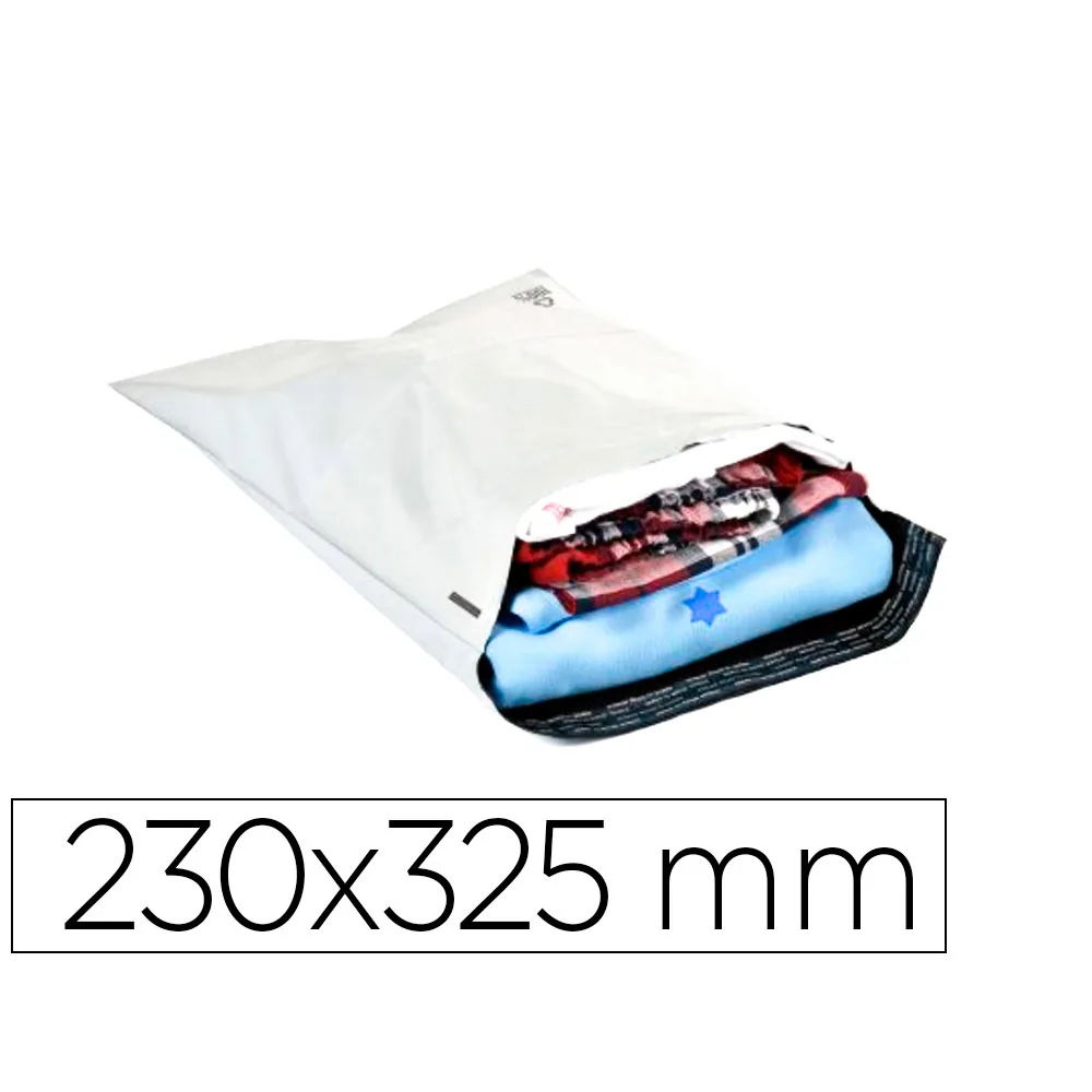 Sobre Q-Connect de Plastico Bolsa para Envios 100% Recicladas con Autocierre Color Blanco 230X325 MM