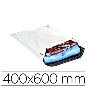 Q-CONNECT Sobre Q-Connect de Plastico Bolsa para Envios 100% Recicladas con Autocierre Color Blanco 400X600 MM