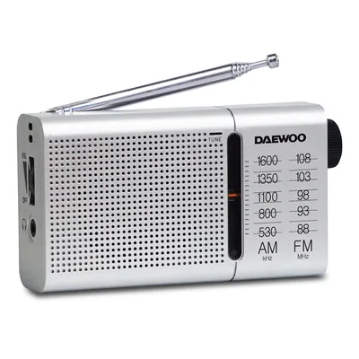DAEWOO Radio Portatil Daewoo Am/fm Antena Telescopica Auriculares Incluidos Jack 3.5 MM Color Plata