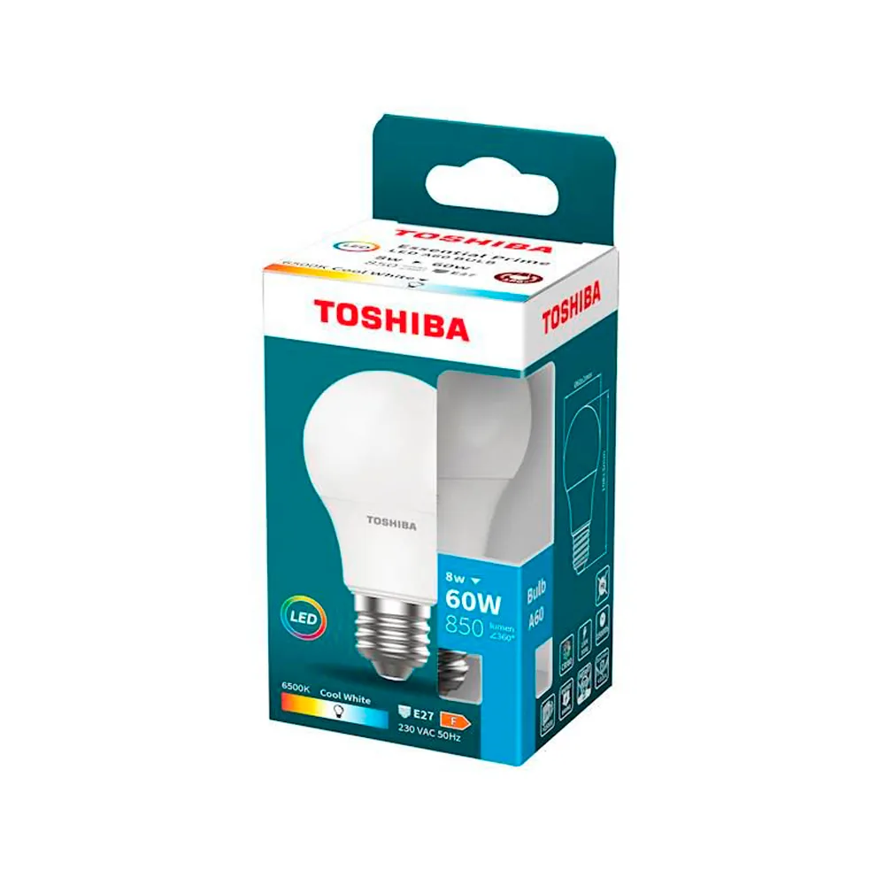 Bombilla Led Toshiba Essential A60 E27 8W Luz Fria 6500K