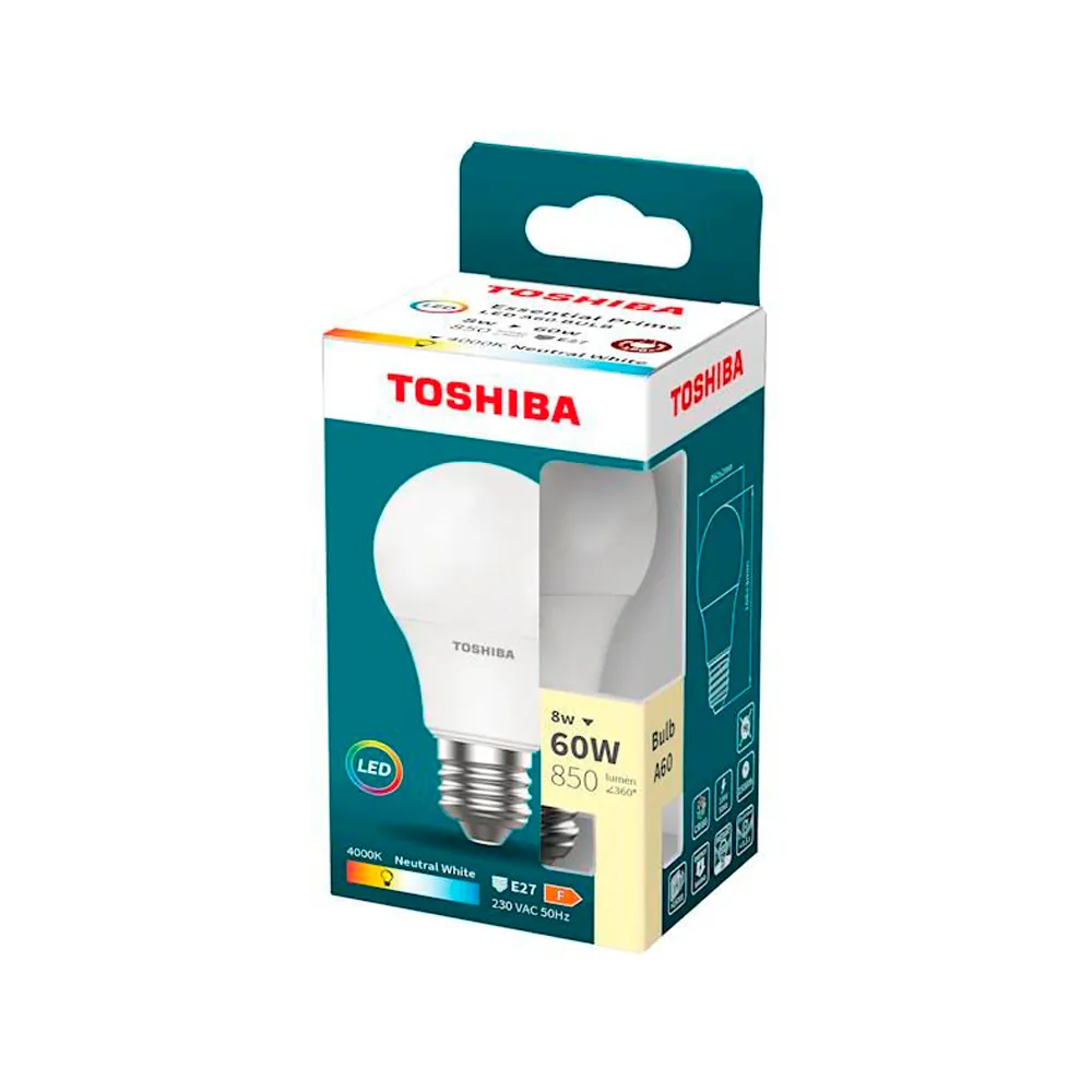 Bombilla Led Toshiba Essential A60 E27 8W Luz Neutra 4000K