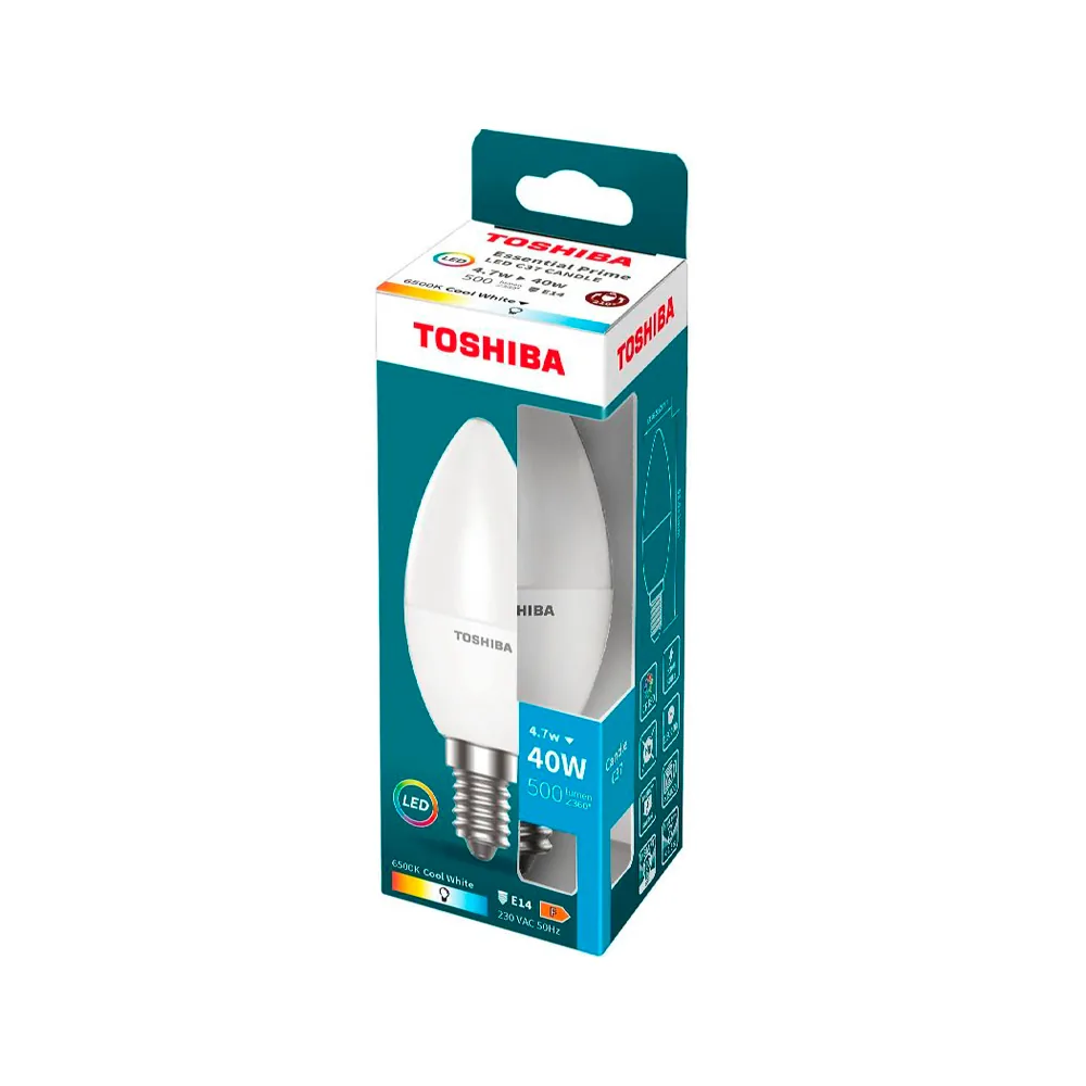 Bombilla Led Toshiba Essential C37 E14 4.7W Luz Fria 6500K