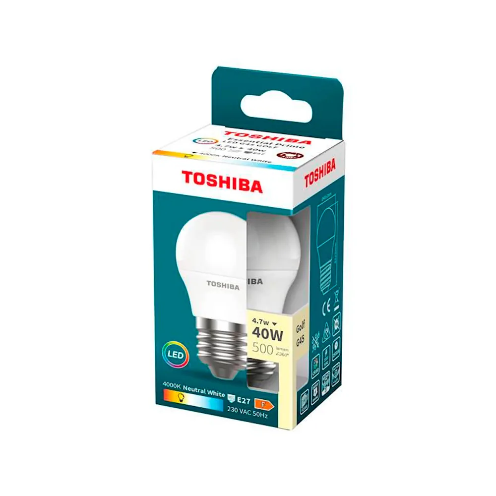 Bombilla Led Toshiba Essential G45 E27 4.7W Luz Neutra 4000K