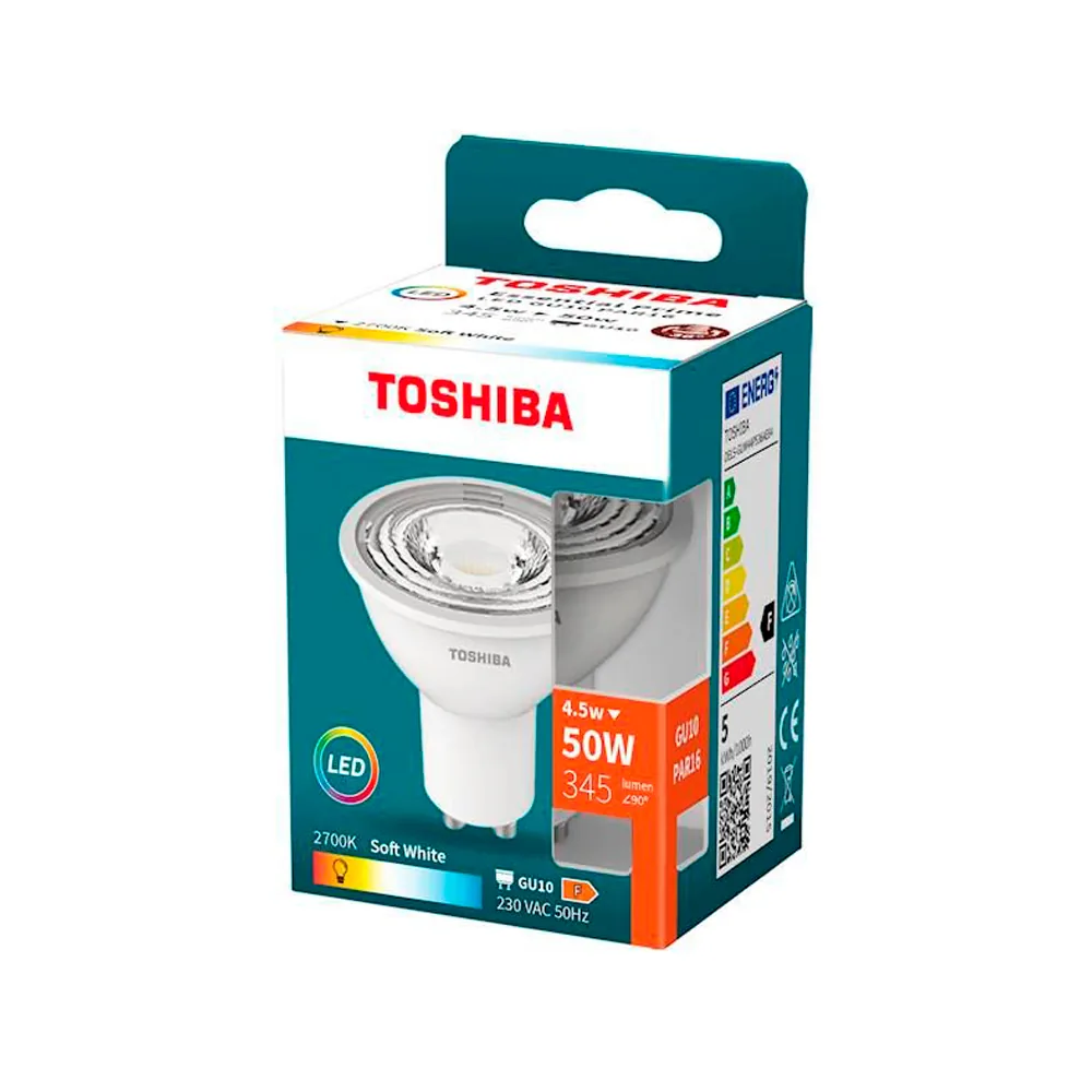 Foco Led Toshiba Essential GU10 4.5W Luz Calida 2700K