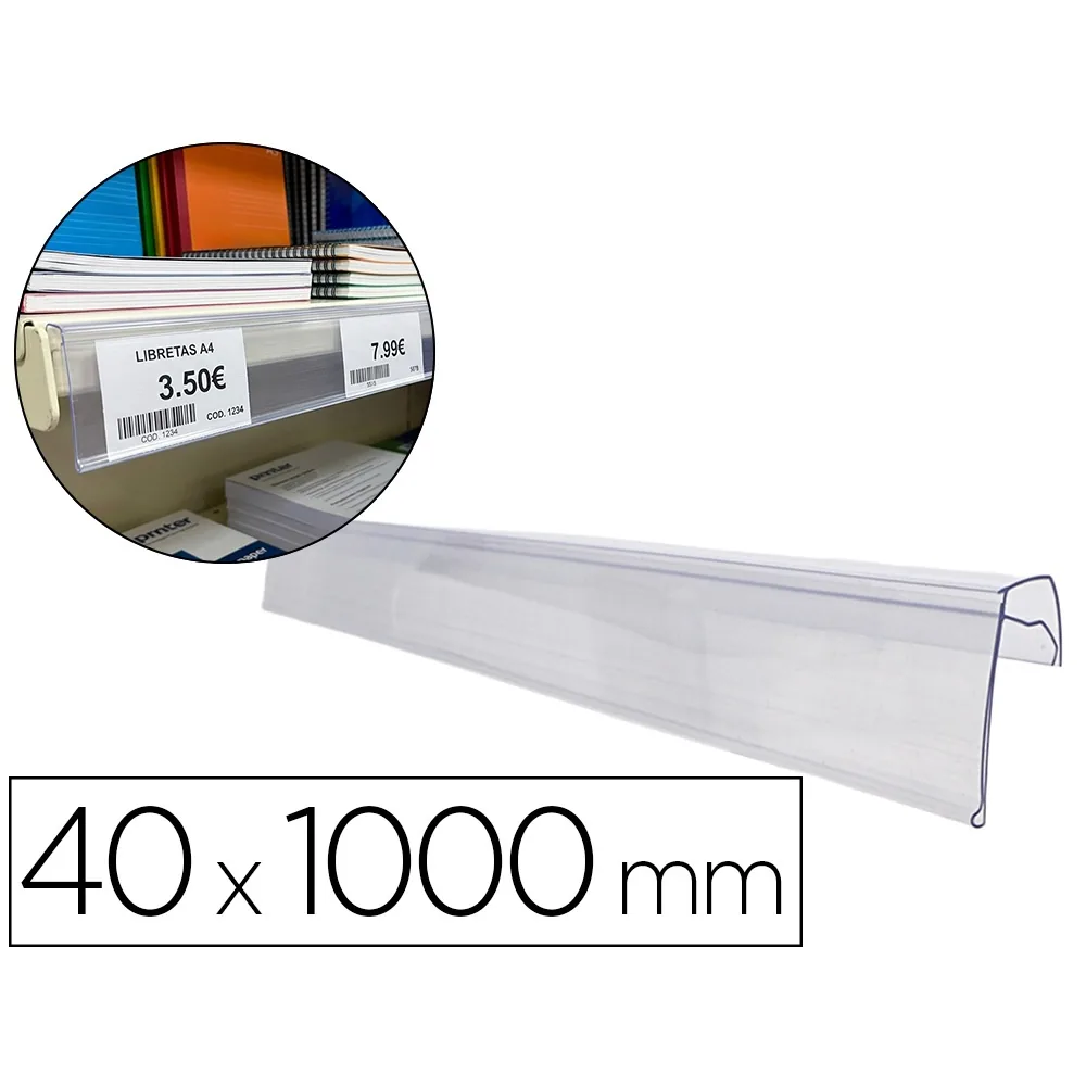 Soporte Portaprecios Q-Connect para Estanteria Etiqueta 40X1000 MM Transparente