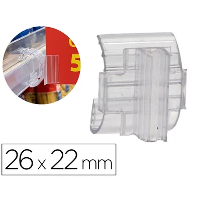 Q-CONNECT Soporte Portaprecios Q-Connect Curvo Clip de Gran Agarre y Ajustable para Estanteria Etiqueta 26X22 MM