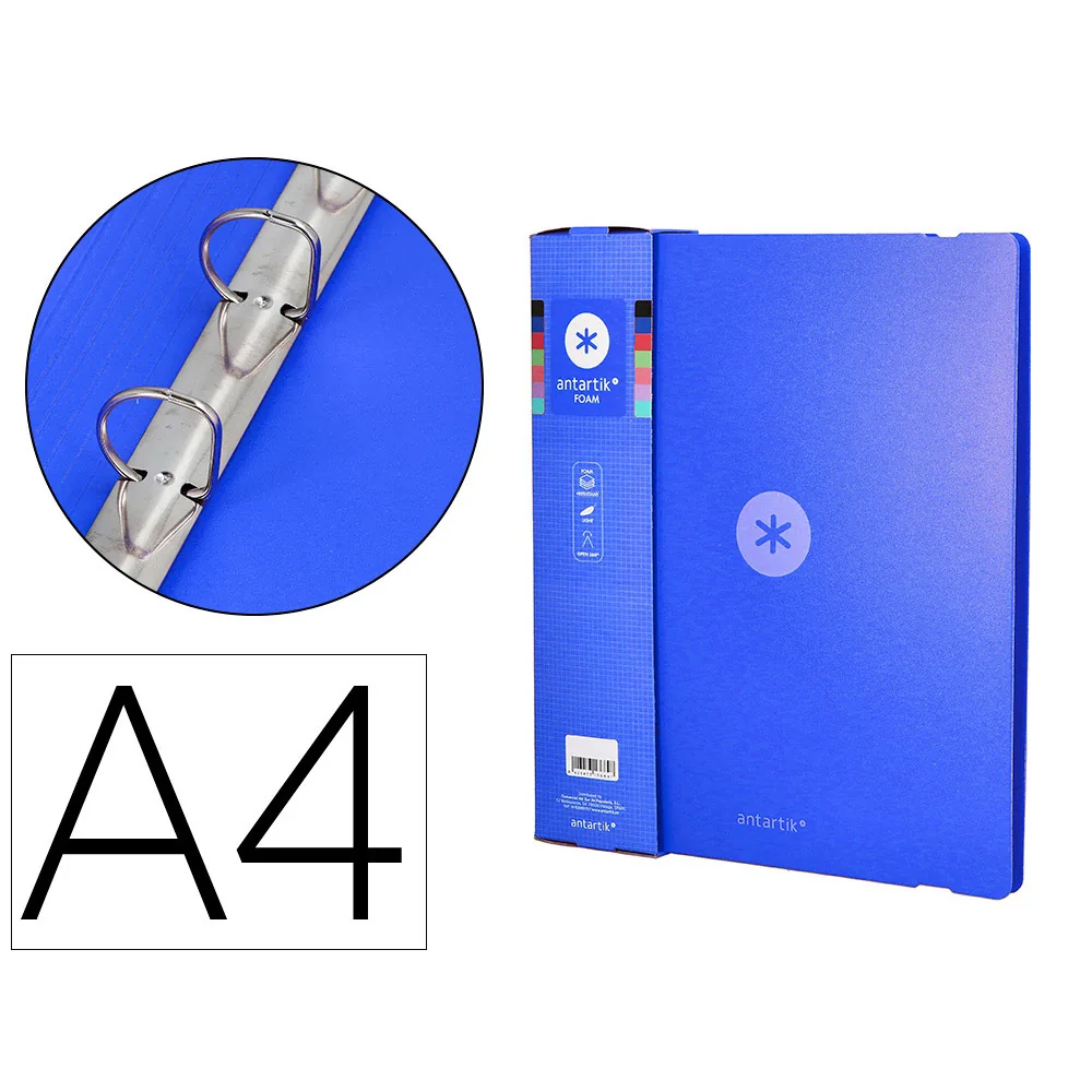 Carpeta 4 Anillas de 35 MM Mixtas Antartik A4 Foam Color Azul
