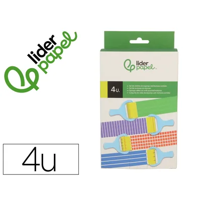 LIDERPAPEL Esponja Manualidades Liderpapel Rodillo con Texturas Goma Foam Caja con 4 Unidades