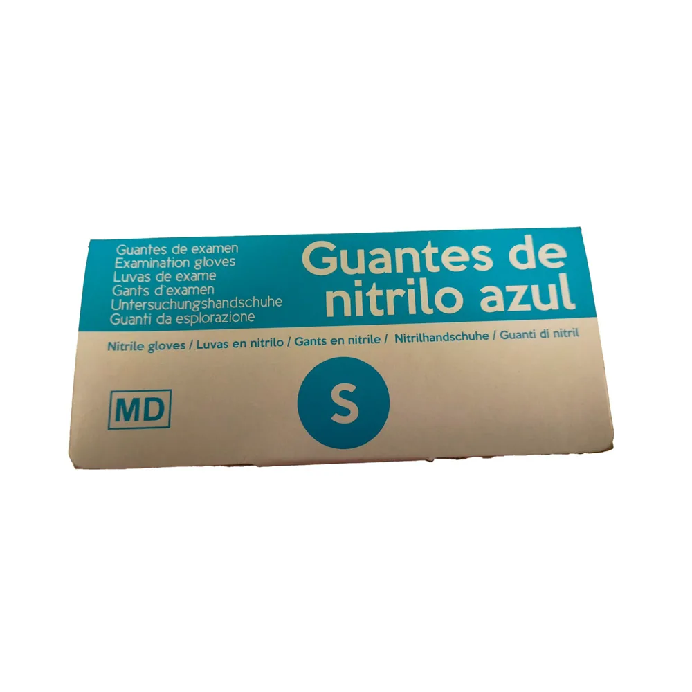 Guantes de Nitrilo Sanyc Eco Desechable No Empolvado Talla S Color Azul Caja de 100 Unidades