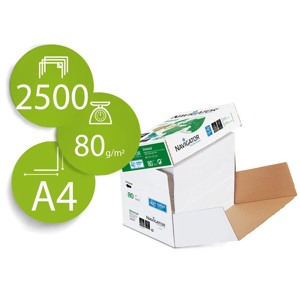 Papel Fotocopiadora Navigator DIN A4 80 Gramos Caja de 2500 Hojas