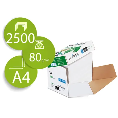 NAVIGATOR Papel Fotocopiadora Navigator DIN A4 80 Gramos Caja de 2500 Hojas
