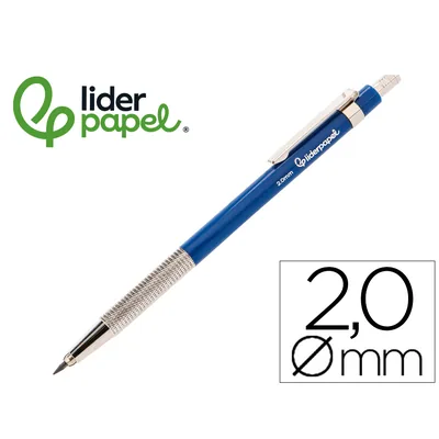 LIDERPAPEL Portaminas Liderpapel Coleccion 4 con Clip y Sacapuntas 2 MM Azul