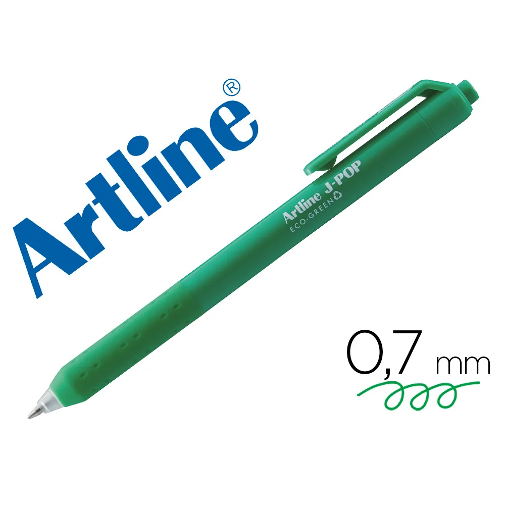 Boligrafo Artline J-pop Eco Green Retractil Tinta Gel 0,7 MM Verde