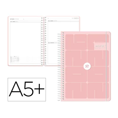 ANTARTIK Agenda Escolar Antartik 26-27 Espiral Essentials Dia Pagina A5+ Bilingue 80G Papel Fsc Rosa