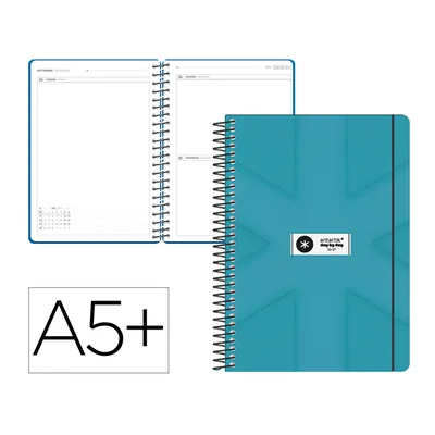 ANTARTIK Agenda Escolar Antartik 26-27 Espiral Pack And Go Dia PAGINAA5+ Bilingüe 80G Papel Fsc Turquesa