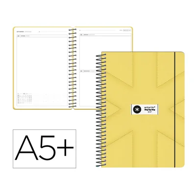 ANTARTIK Agenda Escolar Antartik 26-27 Espiral Pack And Go Dia PAGINAA5+ Bilingüe 80G Papel Fsc Amarillo