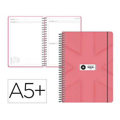 ANTARTIK Agenda Escolar Antartik 26-27 Espiral Pack And Go Dia PAGINAA5+ Bilingüe 80G Papel Fsc Rosa Coral