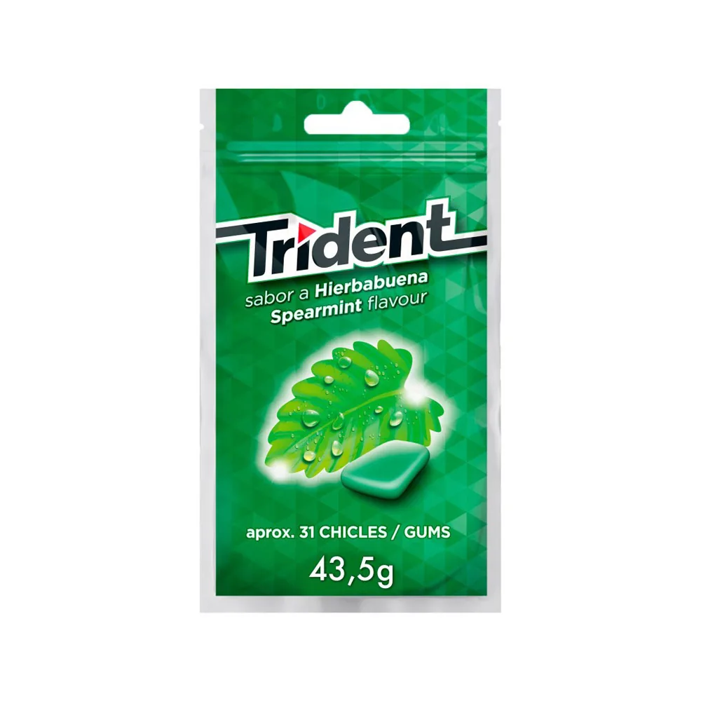 Chicle Trident Grageas Sabor Hierbabuena Sin Azucar Bolsa de 43,5 R