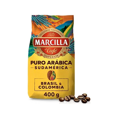 MARCILLA Cafe en Grano Marcilla Superior Puro Arabica Sudamerica Brasil&colombia Paquete de 400 G