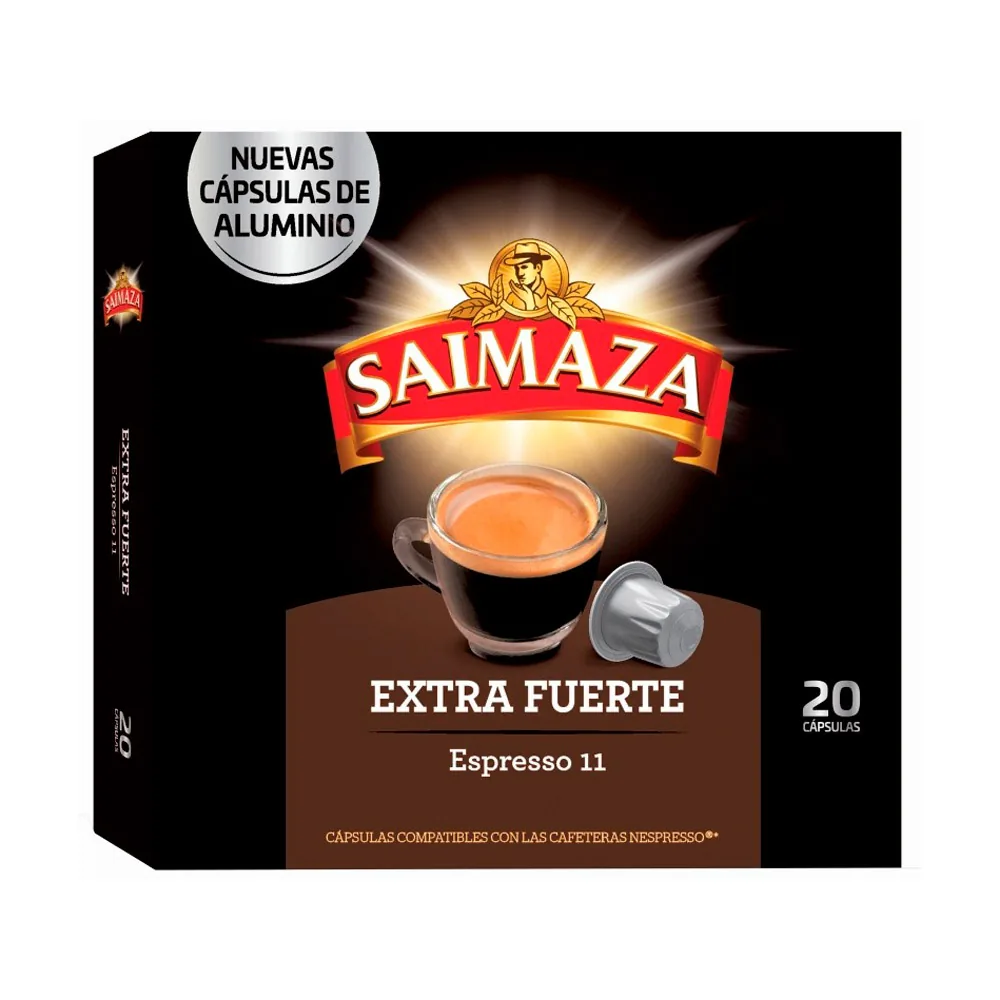 Cafe Saimaza Extra Fuerte Espresso Intensidad 11 Caja de 20 Capsulas Compatible Nespresso