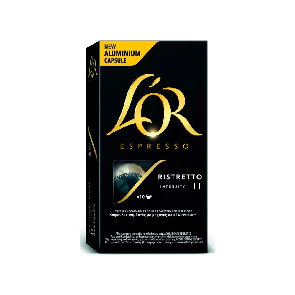Cafe L'Or Espresso Ristretto Intensidad 11 Caja de 10 Capsulas Compatible Nespresso