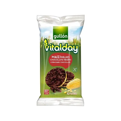 GULLON Tortitas de Maiz Gullon Vitalday Chocolate Negro Paquete de 4 Unidades 25 G