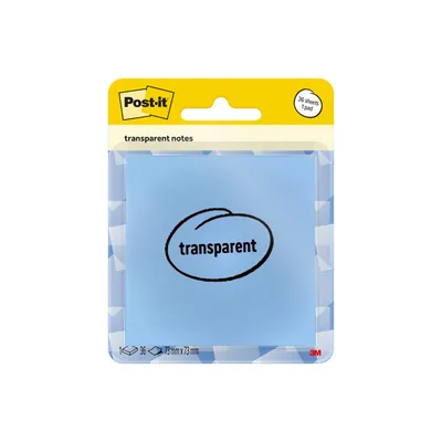 POST-IT Bloc de Notas Adhesivas Quita y Pon Post-It 73X73 MM 36 Hojas Transparente Azul Lavado Vaquero
