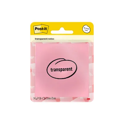 POST-IT Bloc de Notas Adhesivas Quita y Pon Post-It 73X73 MM 36 Hojas Transparente Salmon