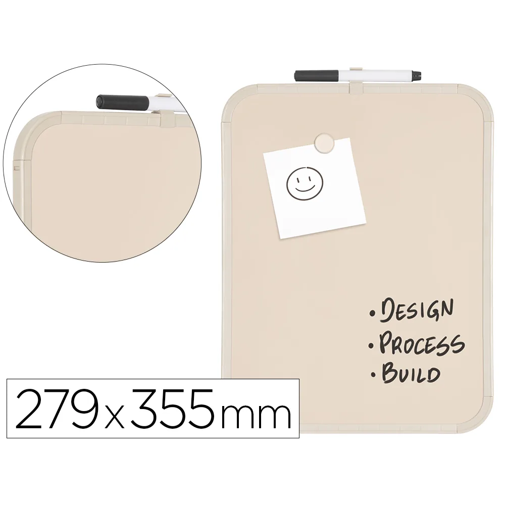 Pizarra Blanca Bi-Office Easy Magnetica con Rotulador Color Beige 279X355 MM