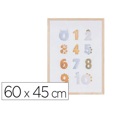 BI-OFFICE Pizarra Blanca Bi-Office Magnetica Acero Lacado Blanco Marco de Madera con Numeros para Niños 60X45 CM
