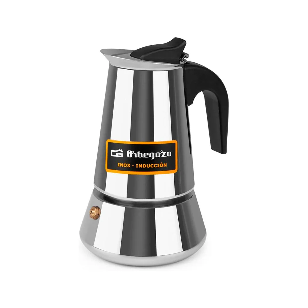 Cafetera Italiana Orbegozo Acero Inoxidable 4 Tazas Apta para Todo Tipo de Cocinas