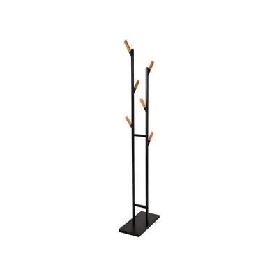MAUL Perchero Metalico Maul Rima Pie 6 Colgadores de Madera Color Negro 1840X480X230 MM