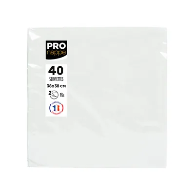 PRONAPPE Servilleta Pronappe Celulosa Micro Grofada 38X38 CM 2 Capas Color Blanco Paquete de 40 Unidades
