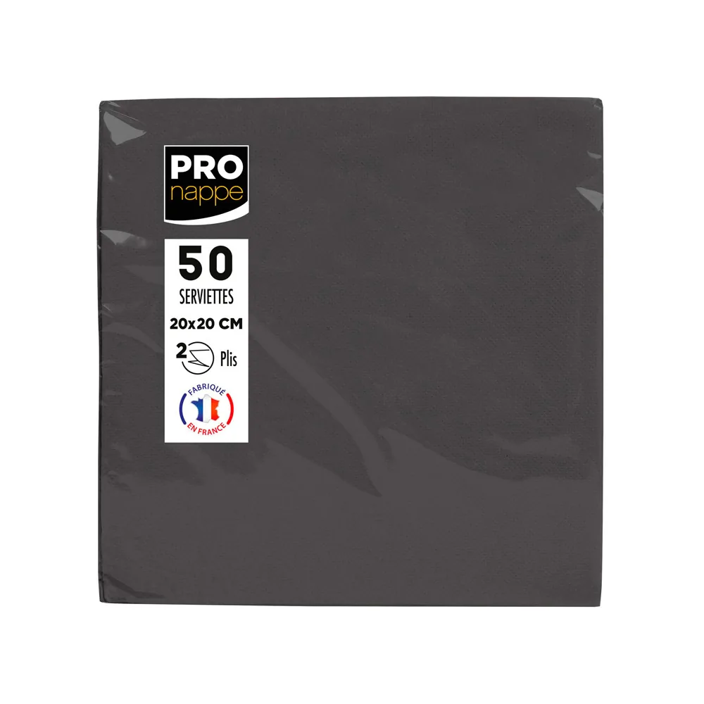 Servilleta Pronappe Celulosa Micro Grofada 20X20 CM 2 Capas Color Negro Paquete de 50 Unidades