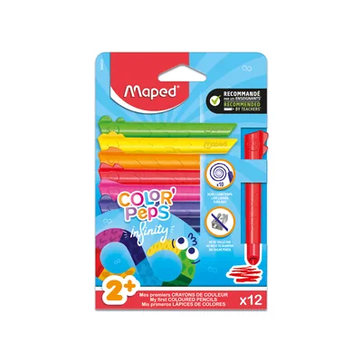 MAPED Lapices de Colores Maped Color Peps Infinity Kidy Blister de 12 Unidades Colores Surtidos