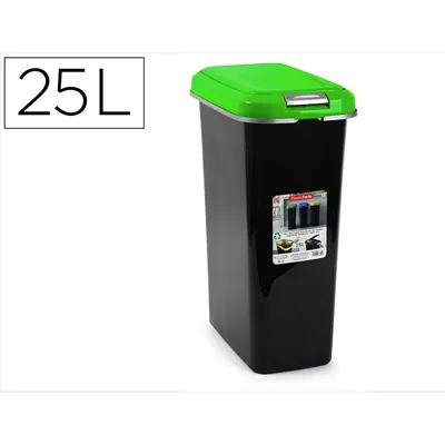 PLASTICFORTE Contenedor para Reciclaje Plasticforte 25 L con Tapa Color Verde Parchis